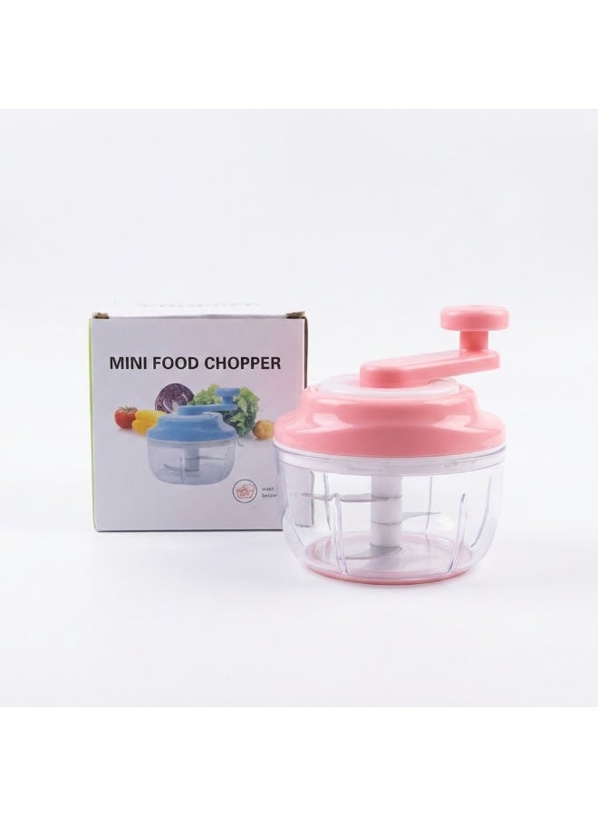 قطاعة خضروات وكبة يدوية صغيرة 3 شفرات ستانلس ستيل - فرامة بصل وثوم ومكسرات بمقبض دوار - لون وردي (Mini Food Chopper) - Image 5